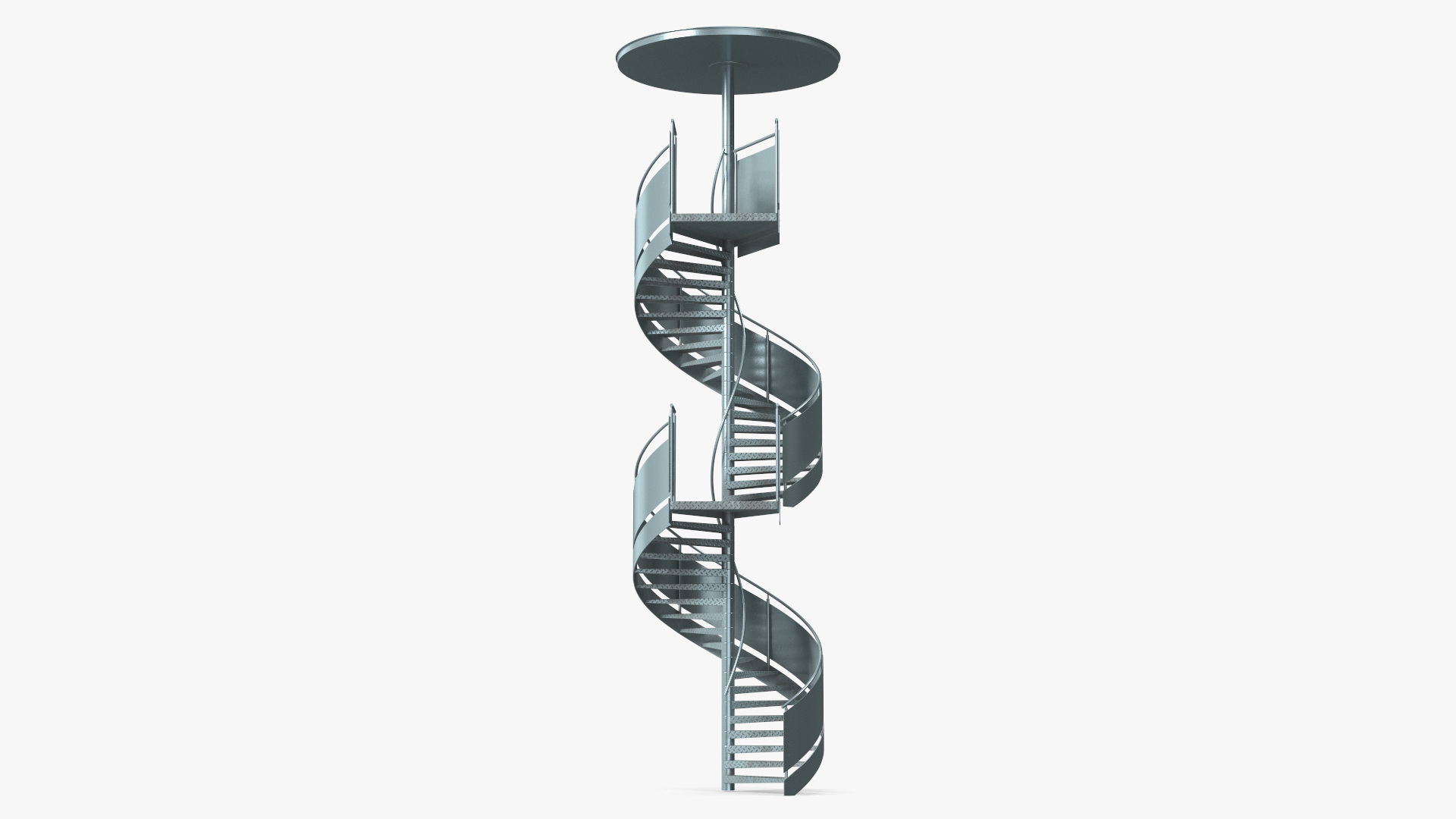 Closed Side Spiral Fire Escape Stairs 3D