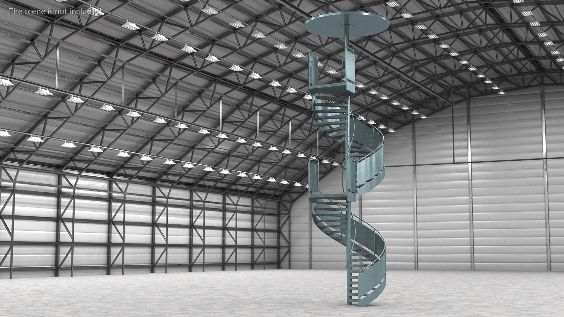 Closed Side Spiral Fire Escape Stairs 3D