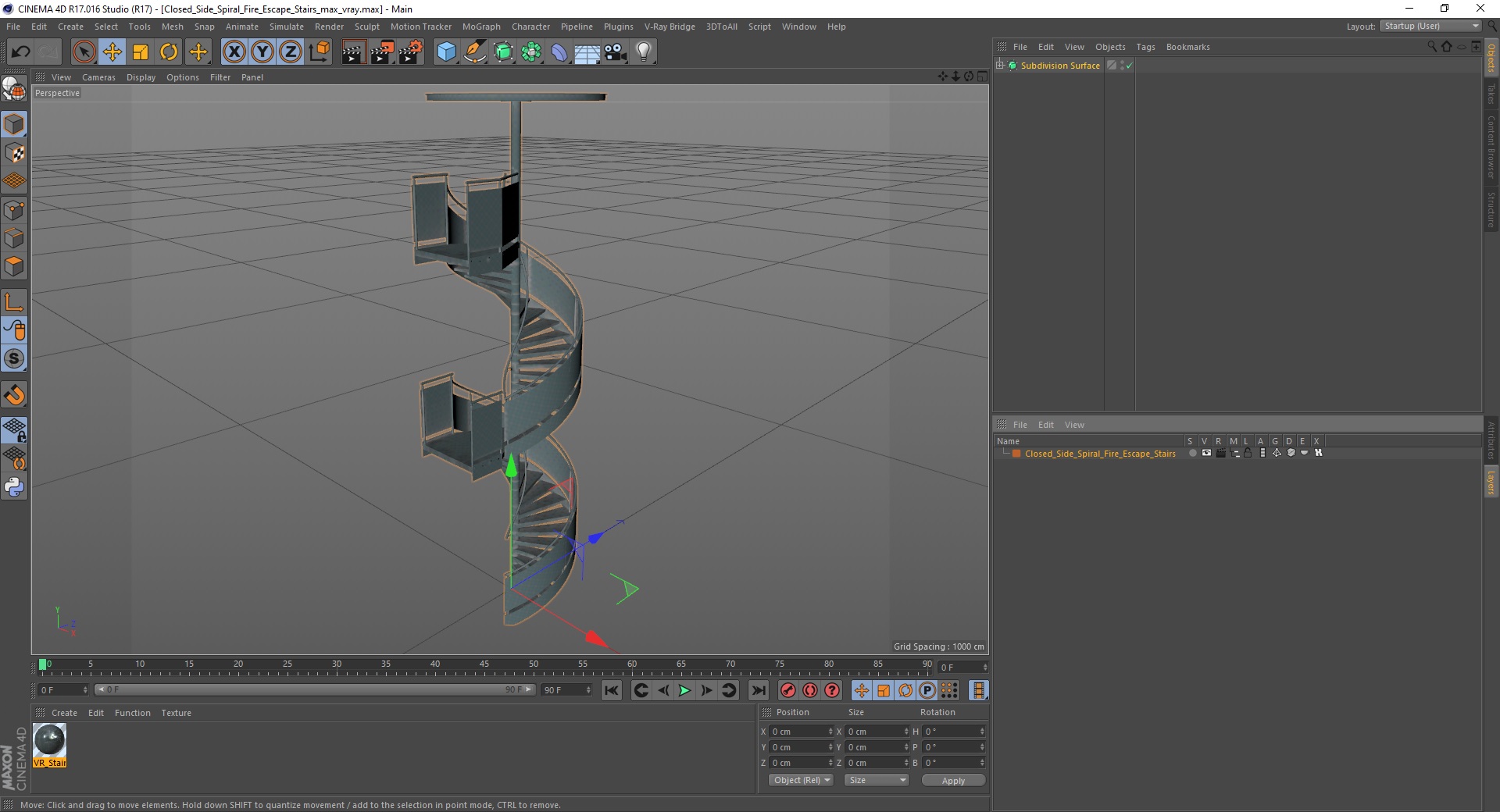 Closed Side Spiral Fire Escape Stairs 3D