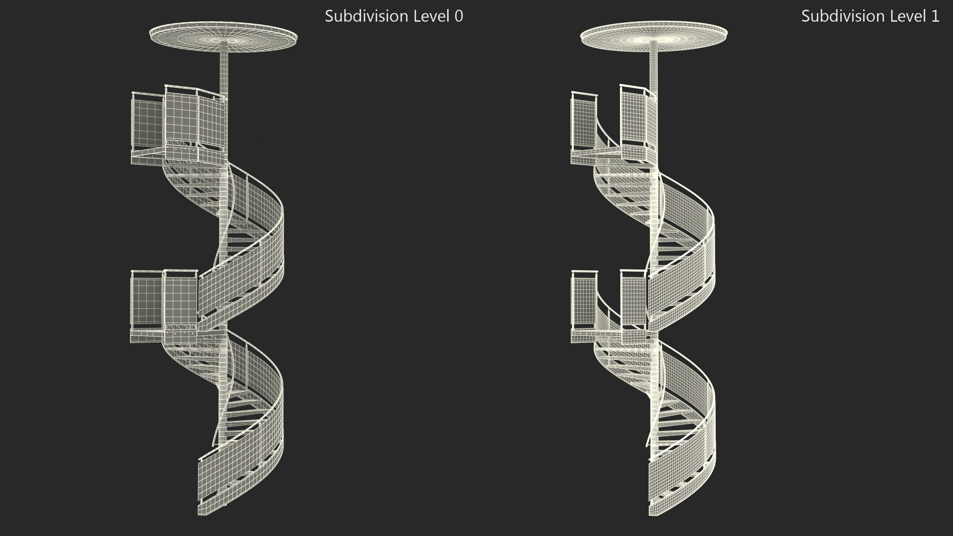 Closed Side Spiral Fire Escape Stairs 3D