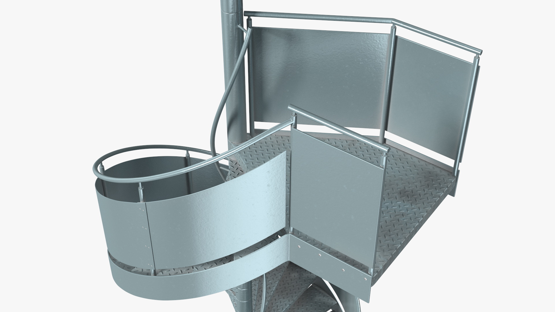 Closed Side Spiral Fire Escape Stairs 3D