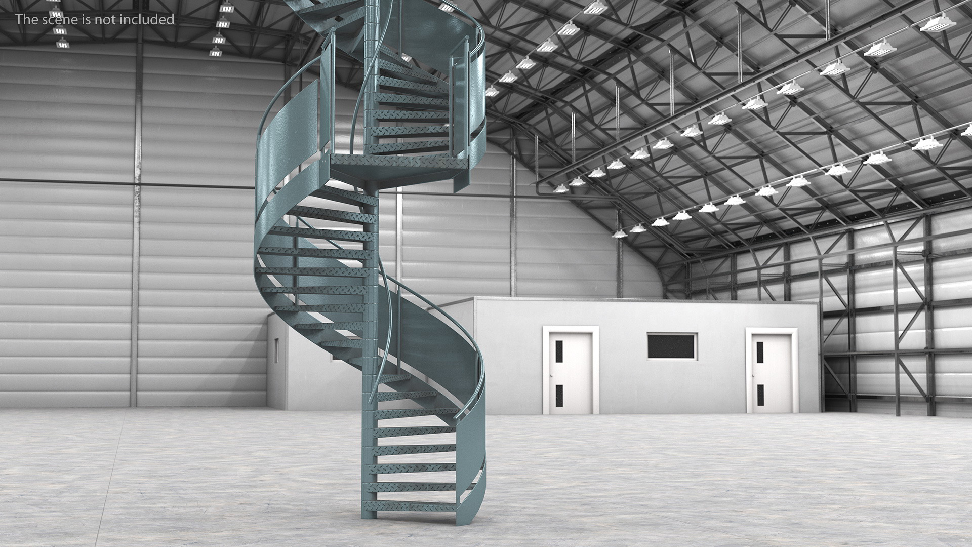 Closed Side Spiral Fire Escape Stairs 3D