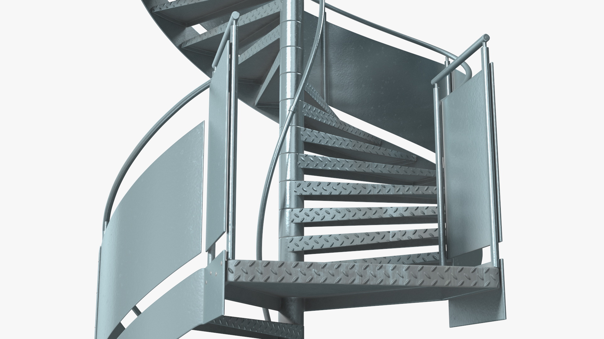 Closed Side Spiral Fire Escape Stairs 3D