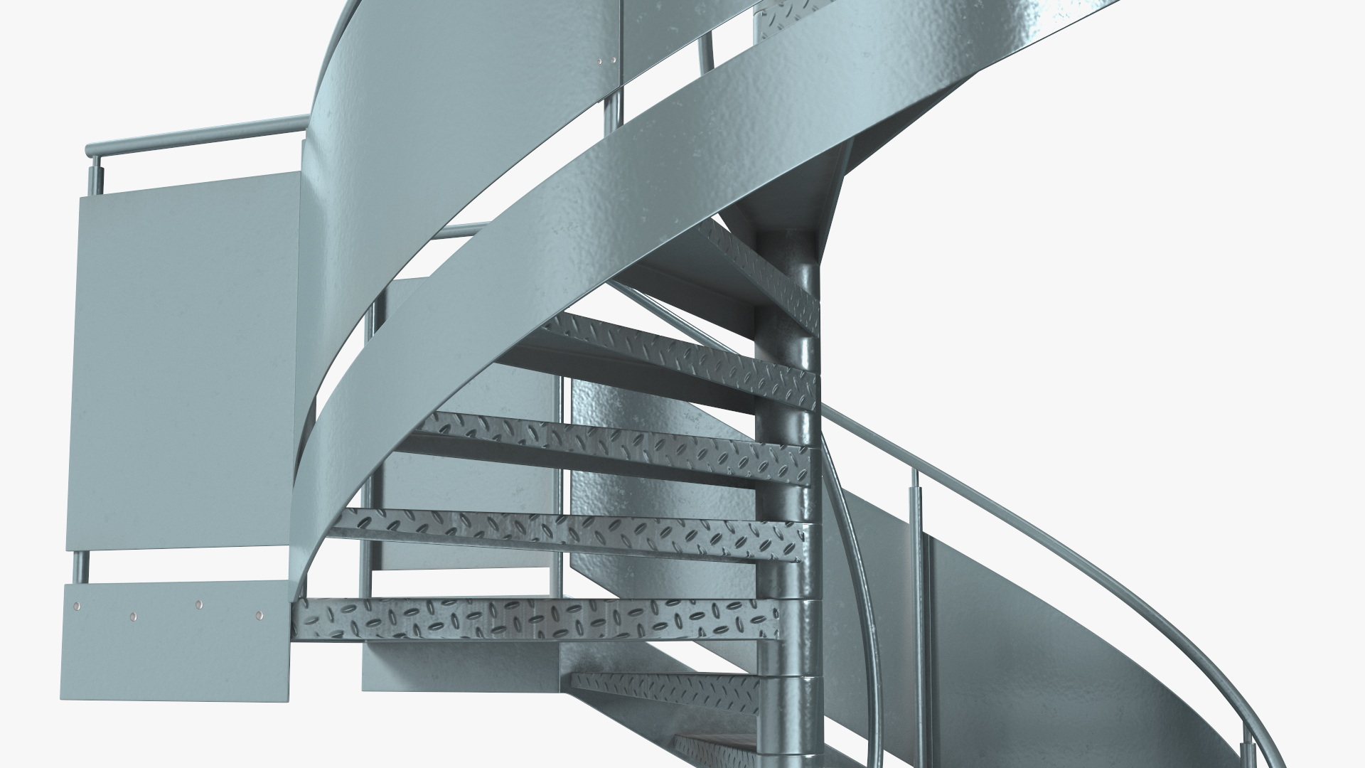 Closed Side Spiral Fire Escape Stairs 3D