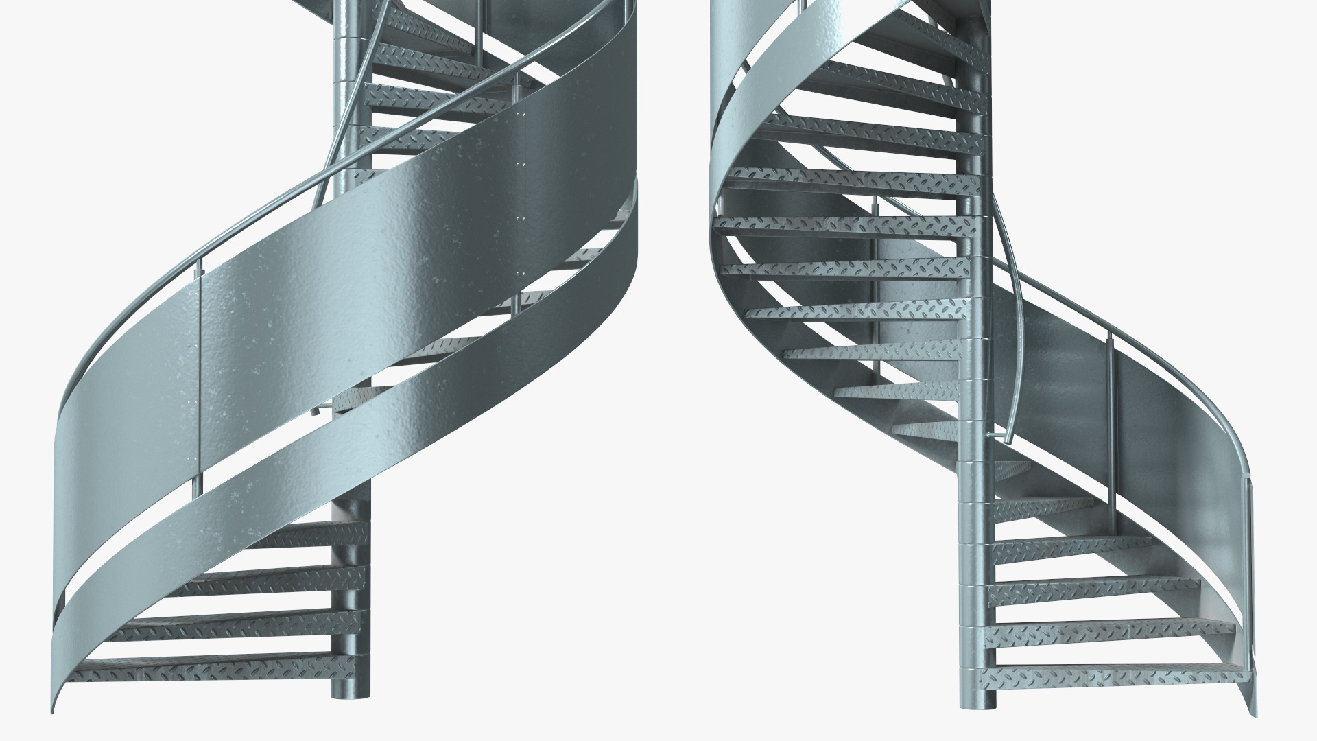 Closed Side Spiral Fire Escape Stairs 3D