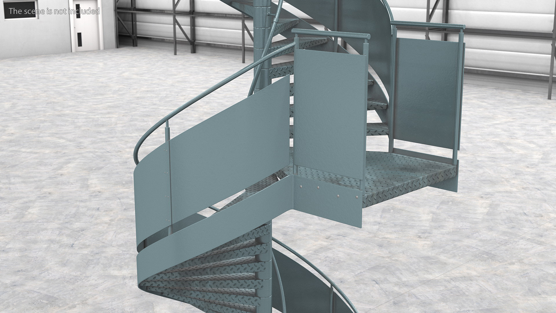 Closed Side Spiral Fire Escape Stairs 3D