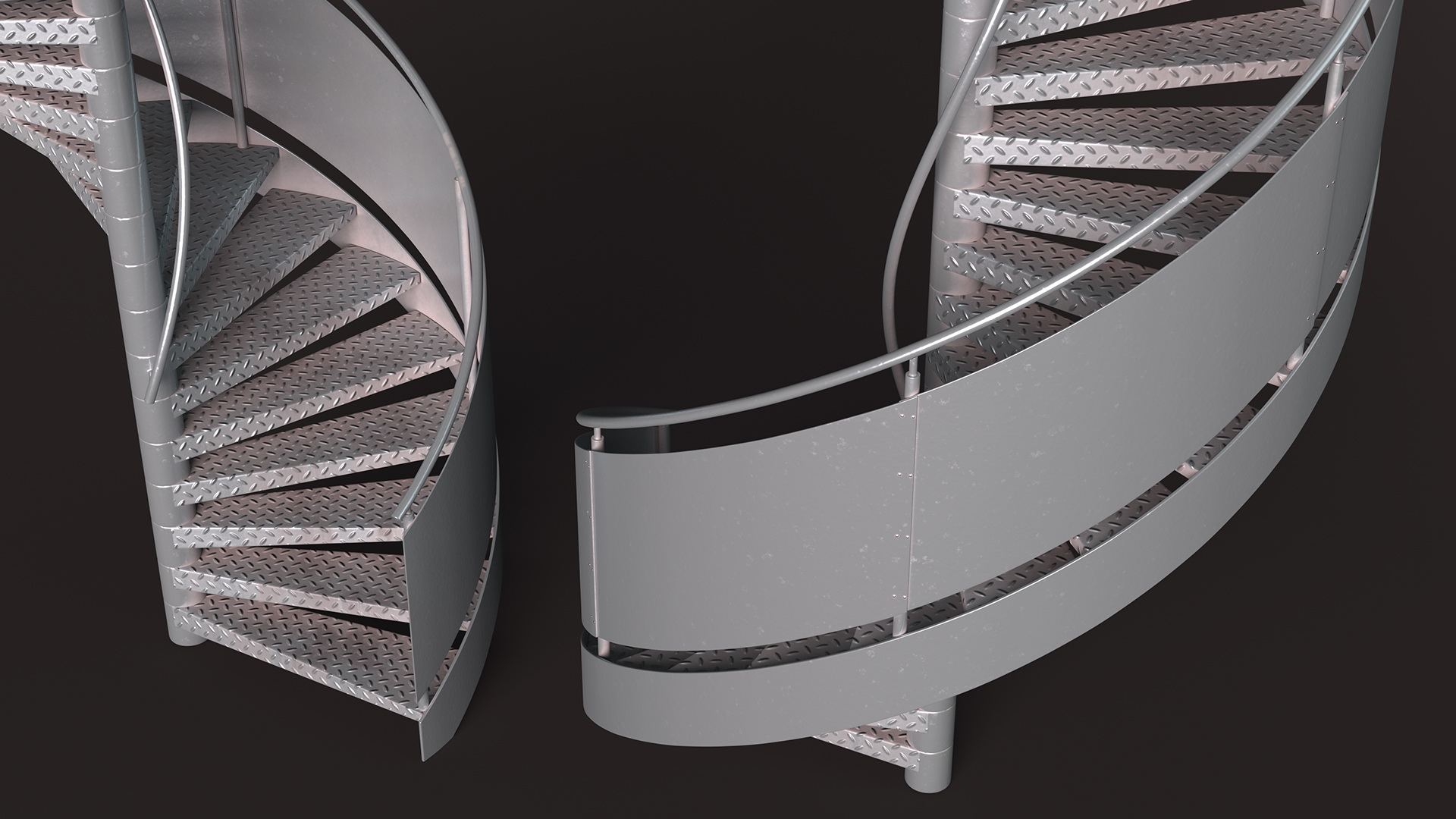 Closed Side Spiral Fire Escape Stairs 3D