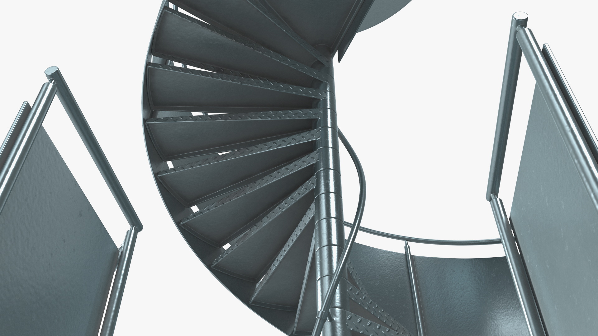 Closed Side Spiral Fire Escape Stairs 3D