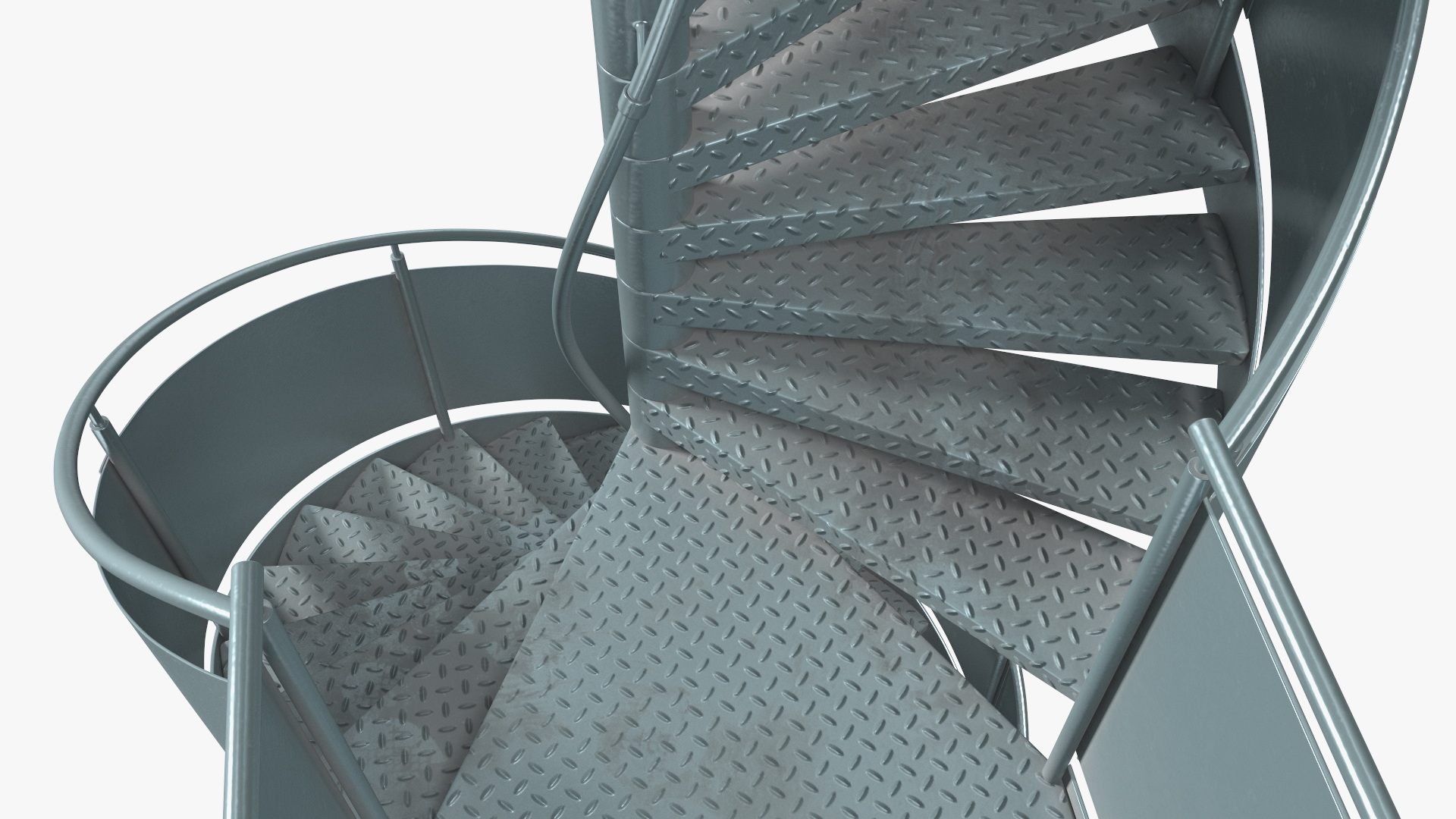 Closed Side Spiral Fire Escape Stairs 3D