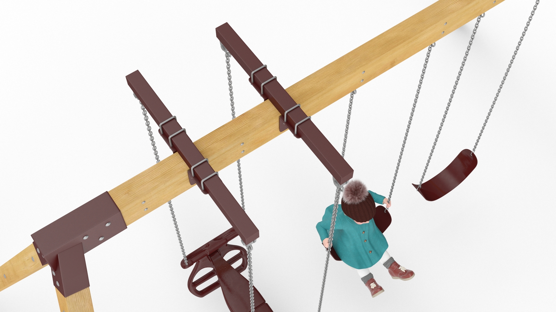 Little Girl on Swing Fur 3D model