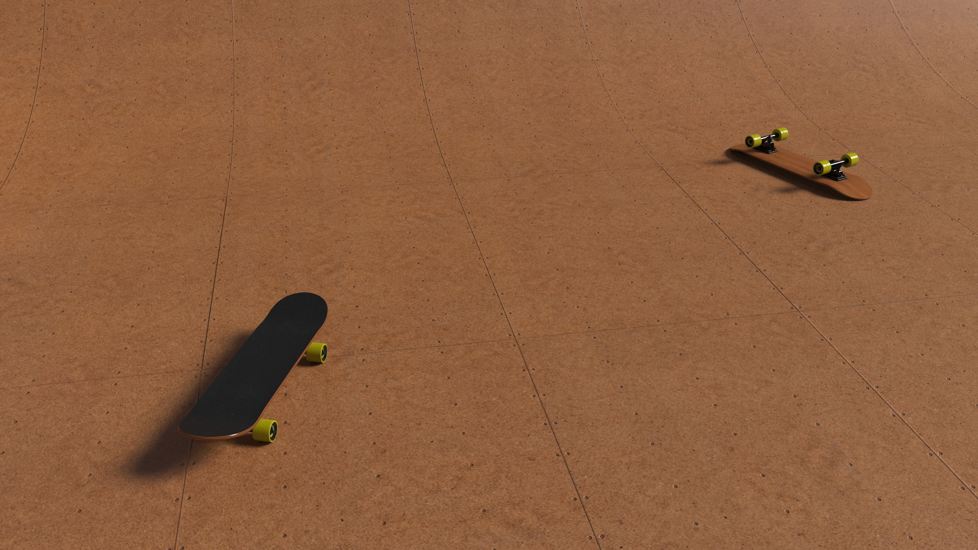 Vert Ramp and Classic Skateboard 3D