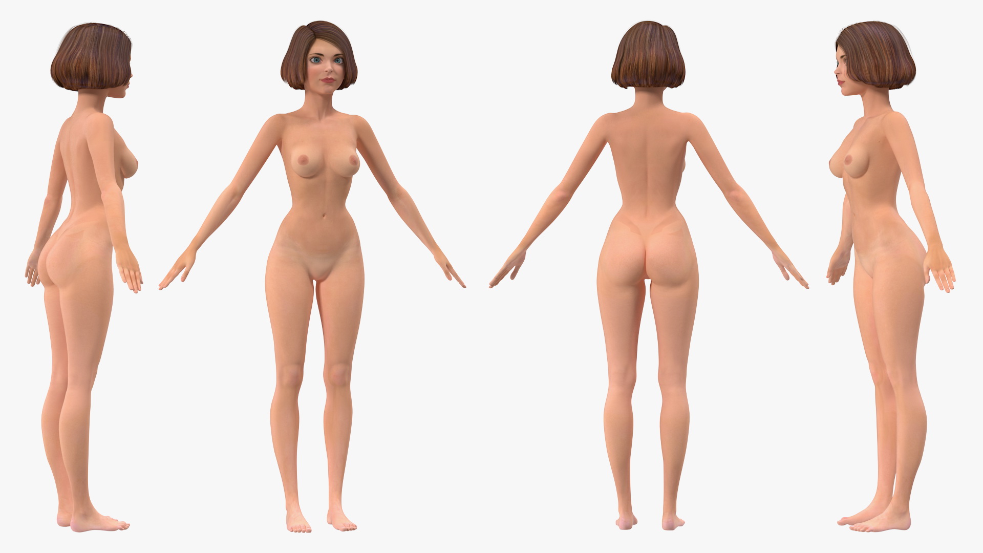 3D model Cartoon Nude Women T-Pose