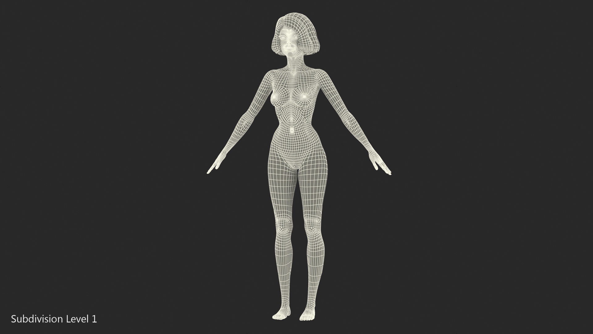 3D model Cartoon Nude Women T-Pose