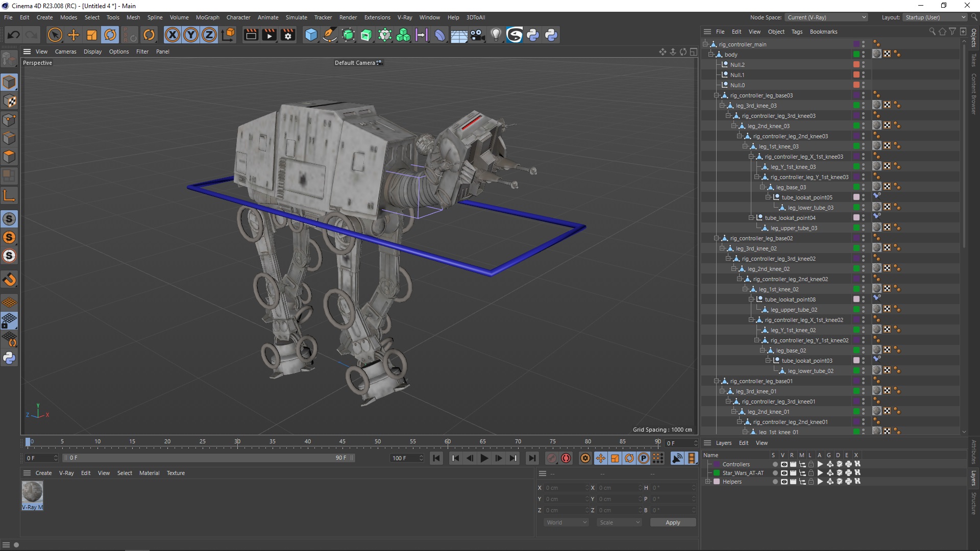 3D Dirt Star Wars AT-AT Rigged for Cinema 4D