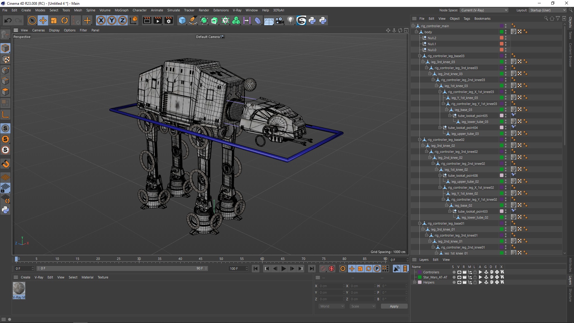 3D Dirt Star Wars AT-AT Rigged for Cinema 4D