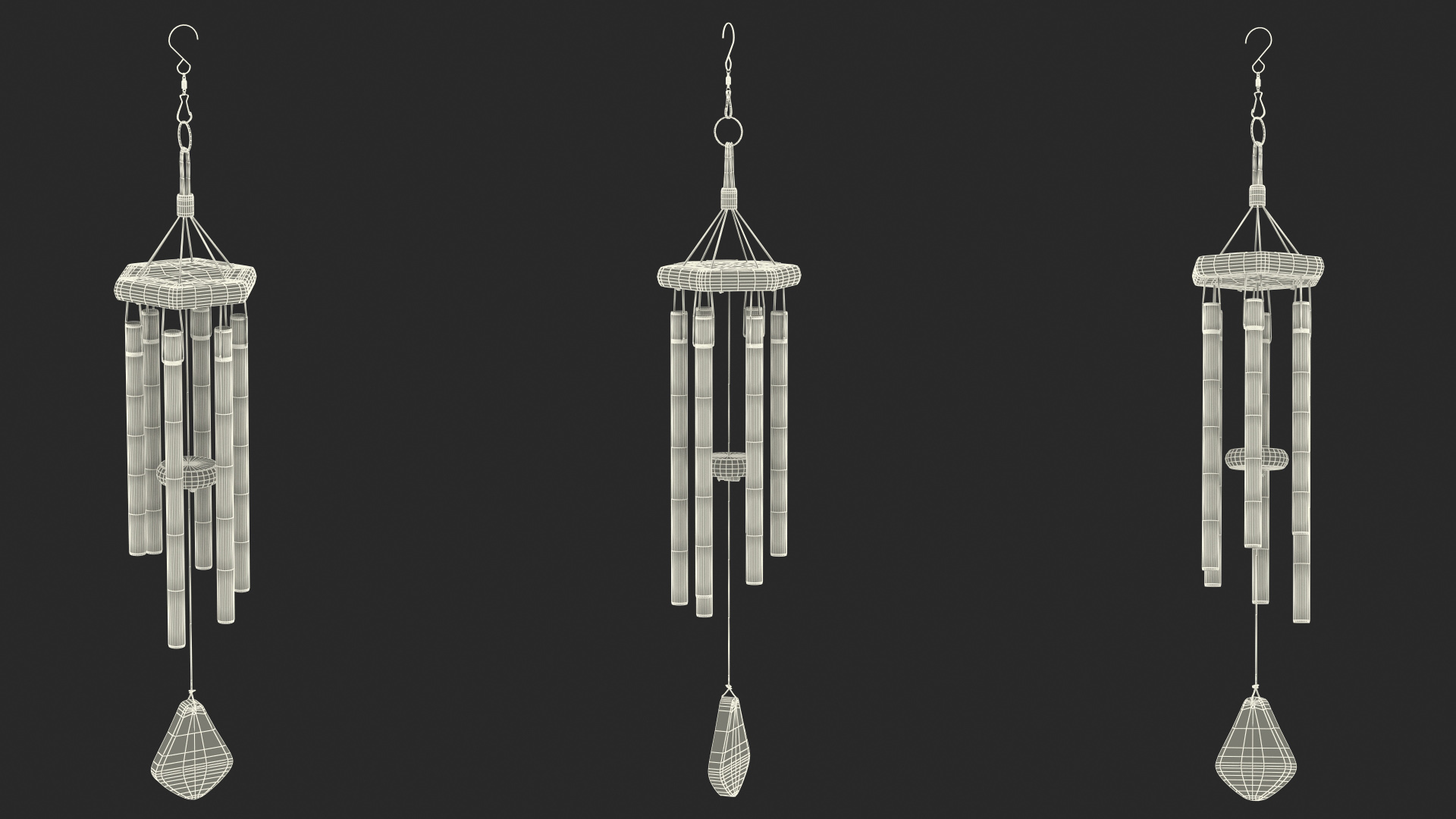 Chrome Plated Wind Chime 3D model