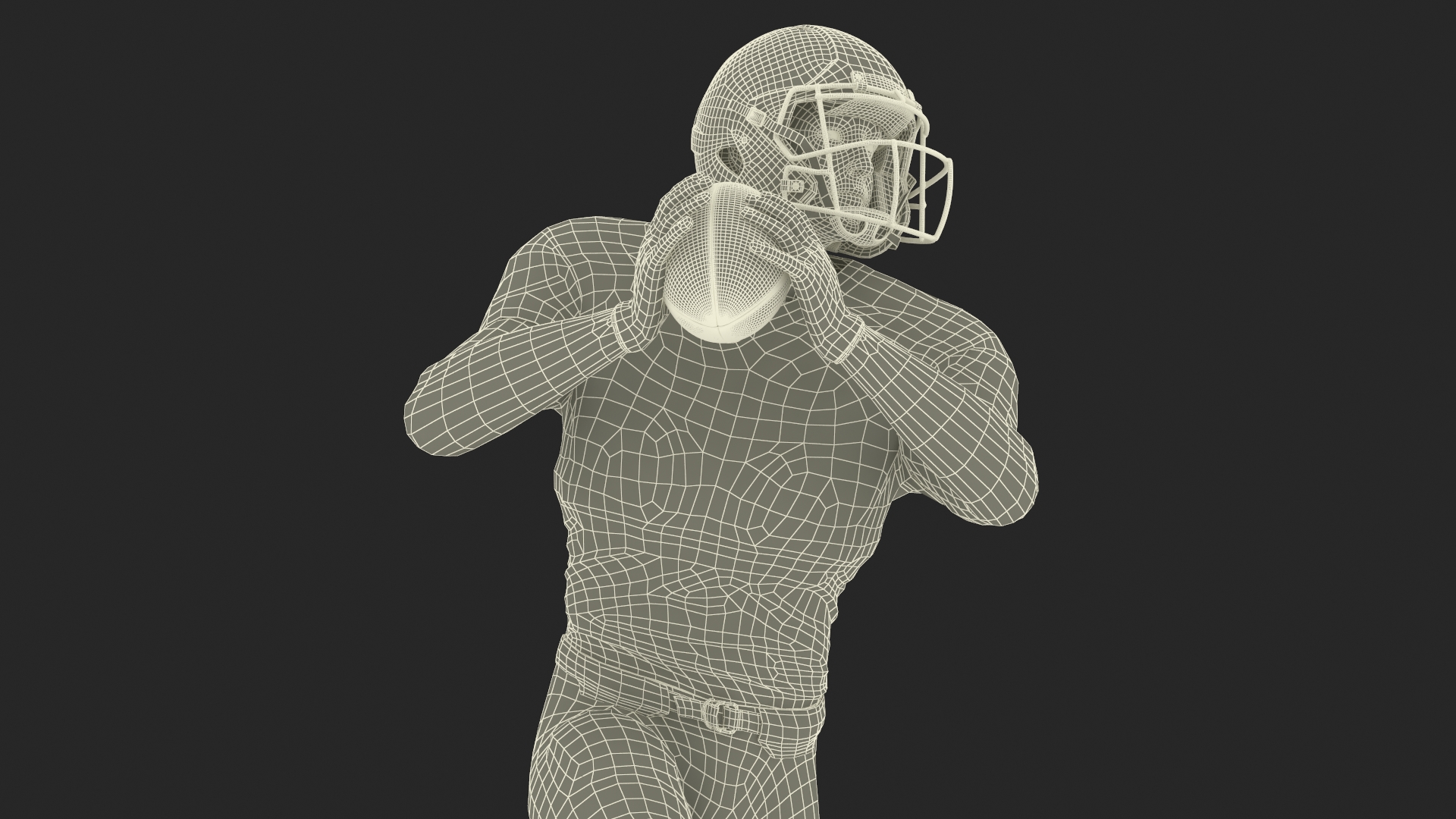 3D model American Football Player Black Uniform Running The Ball