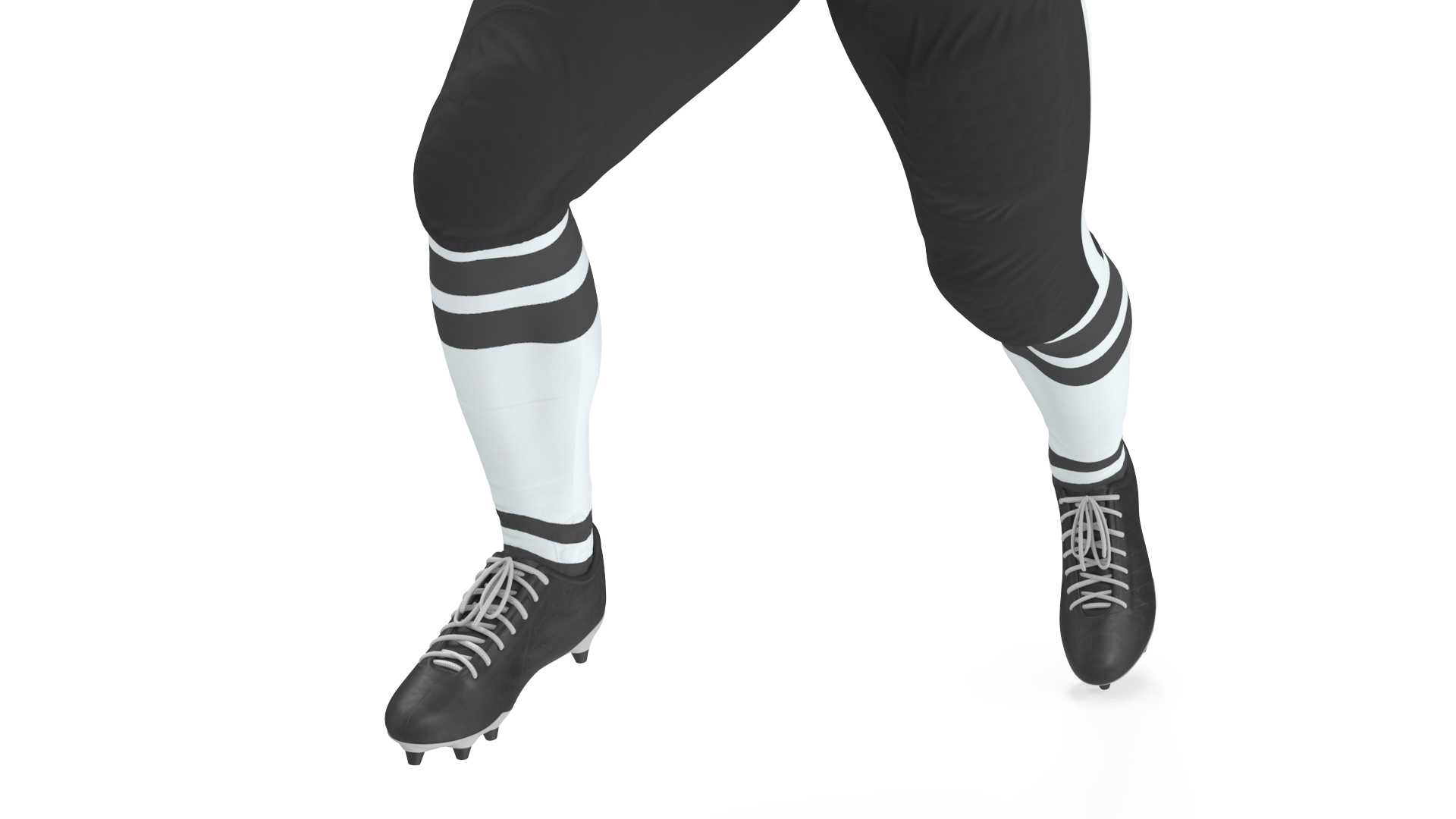 3D model American Football Player Black Uniform Running The Ball