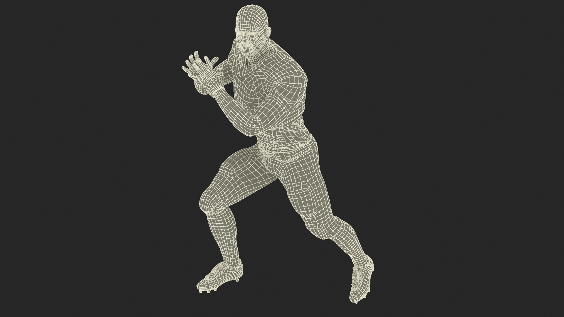 3D model American Football Player Black Uniform Running The Ball