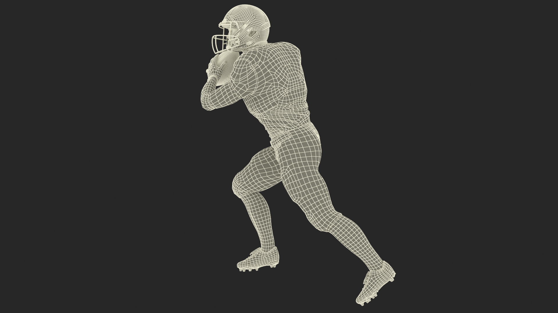 3D model American Football Player Black Uniform Running The Ball