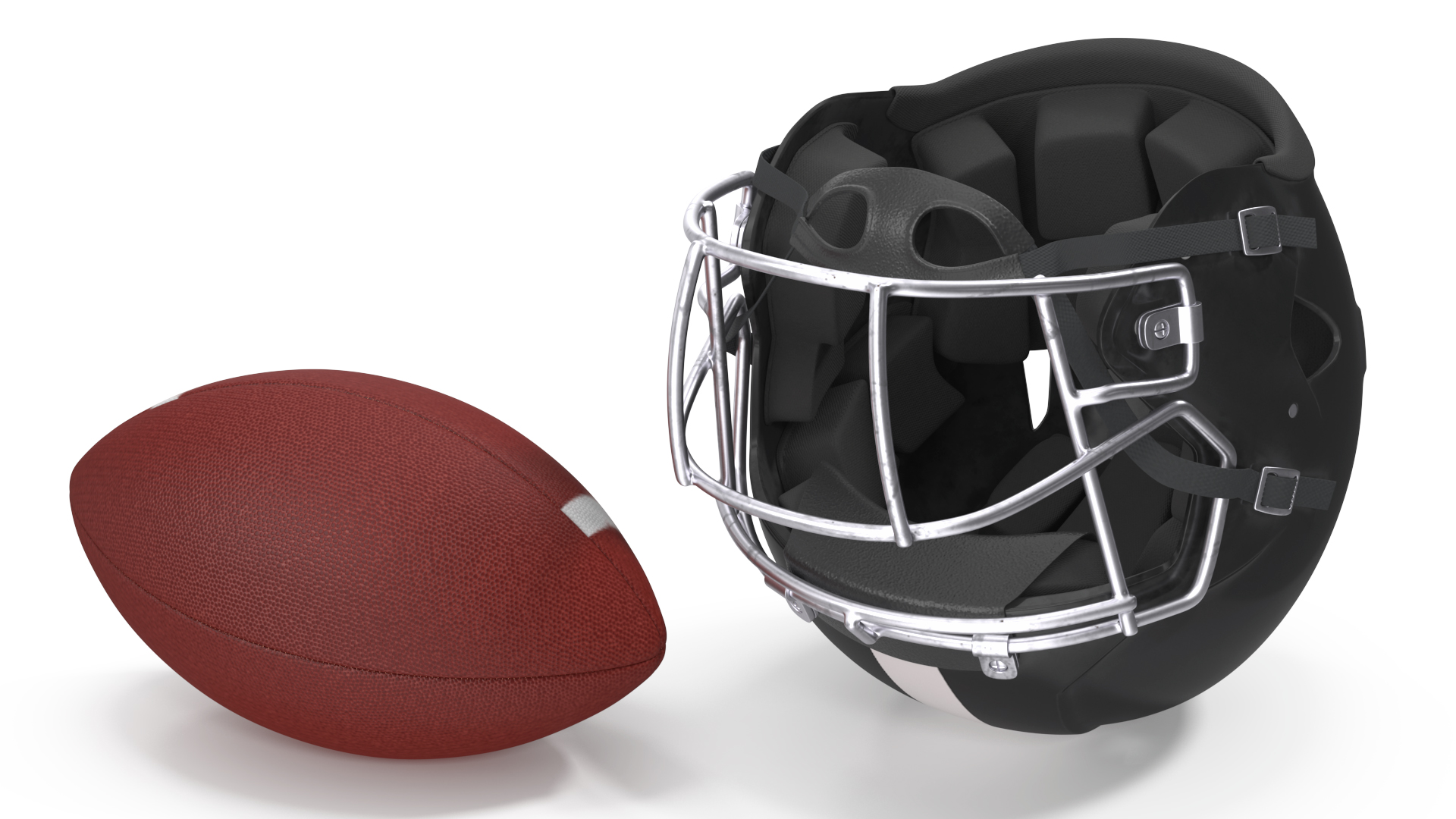 3D model American Football Player Black Uniform Running The Ball