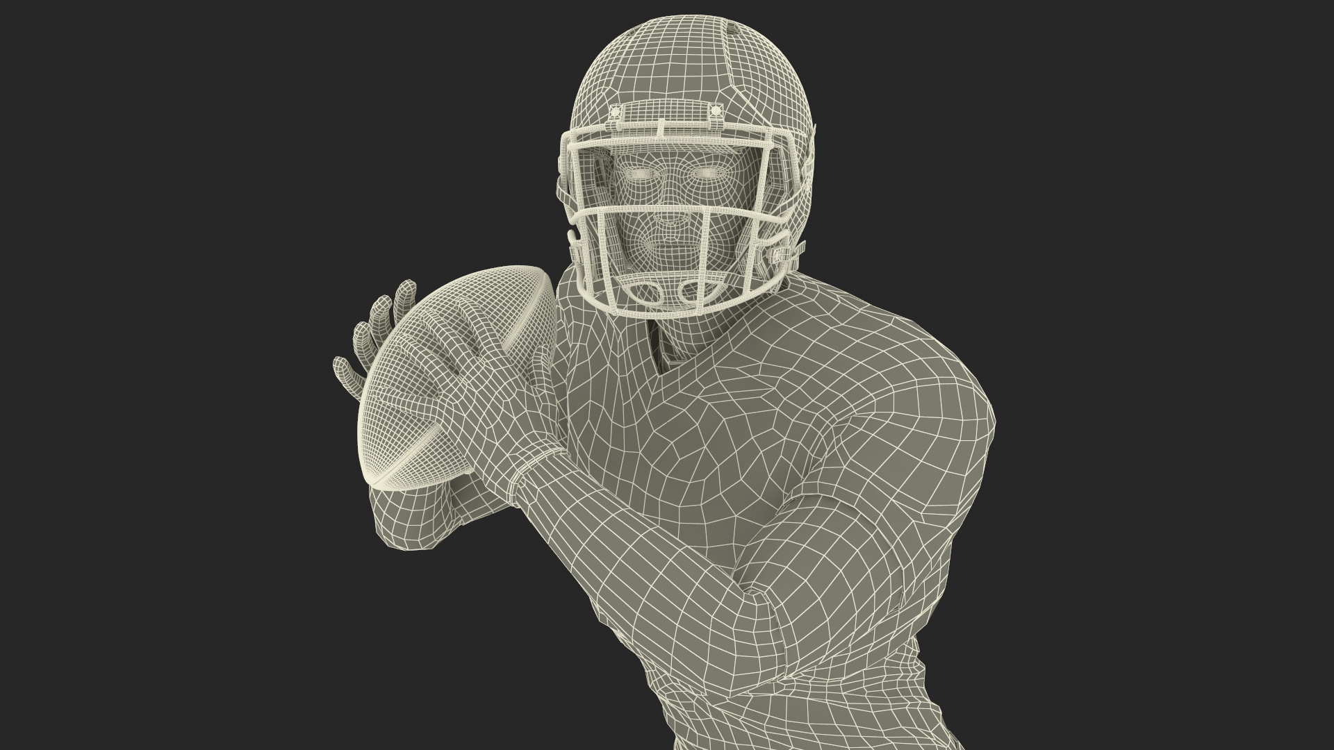 3D model American Football Player Black Uniform Running The Ball