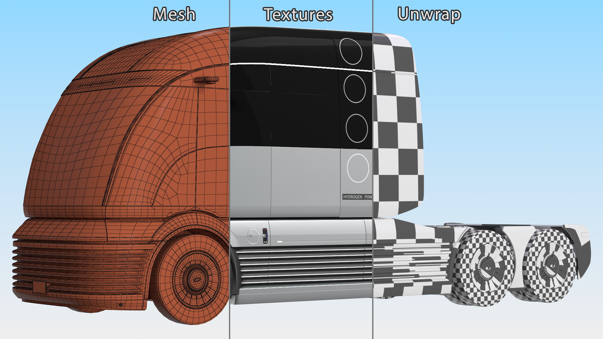 Futuristic Hydrogen Powered Semi Truck Rigged for Maya 3D model