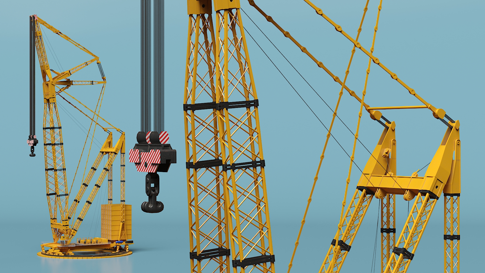 3D model Lattice Boom Crane Yellow