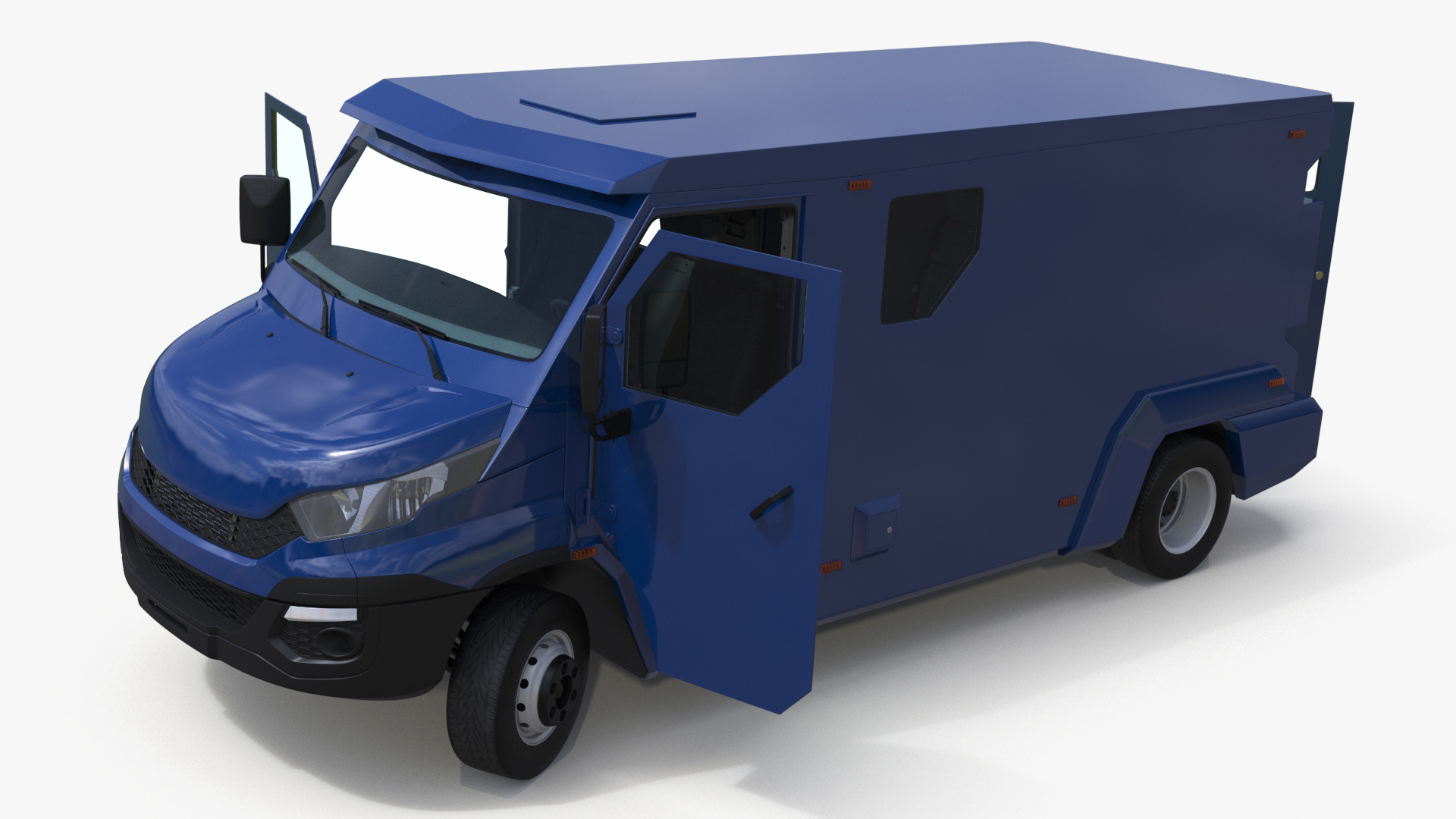 3D Armored Cash Transport Car Blue Rigged model