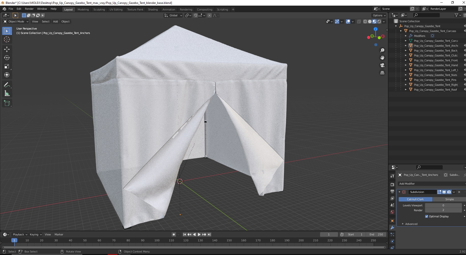 3D model Pop Up Canopy Gazebo Tent