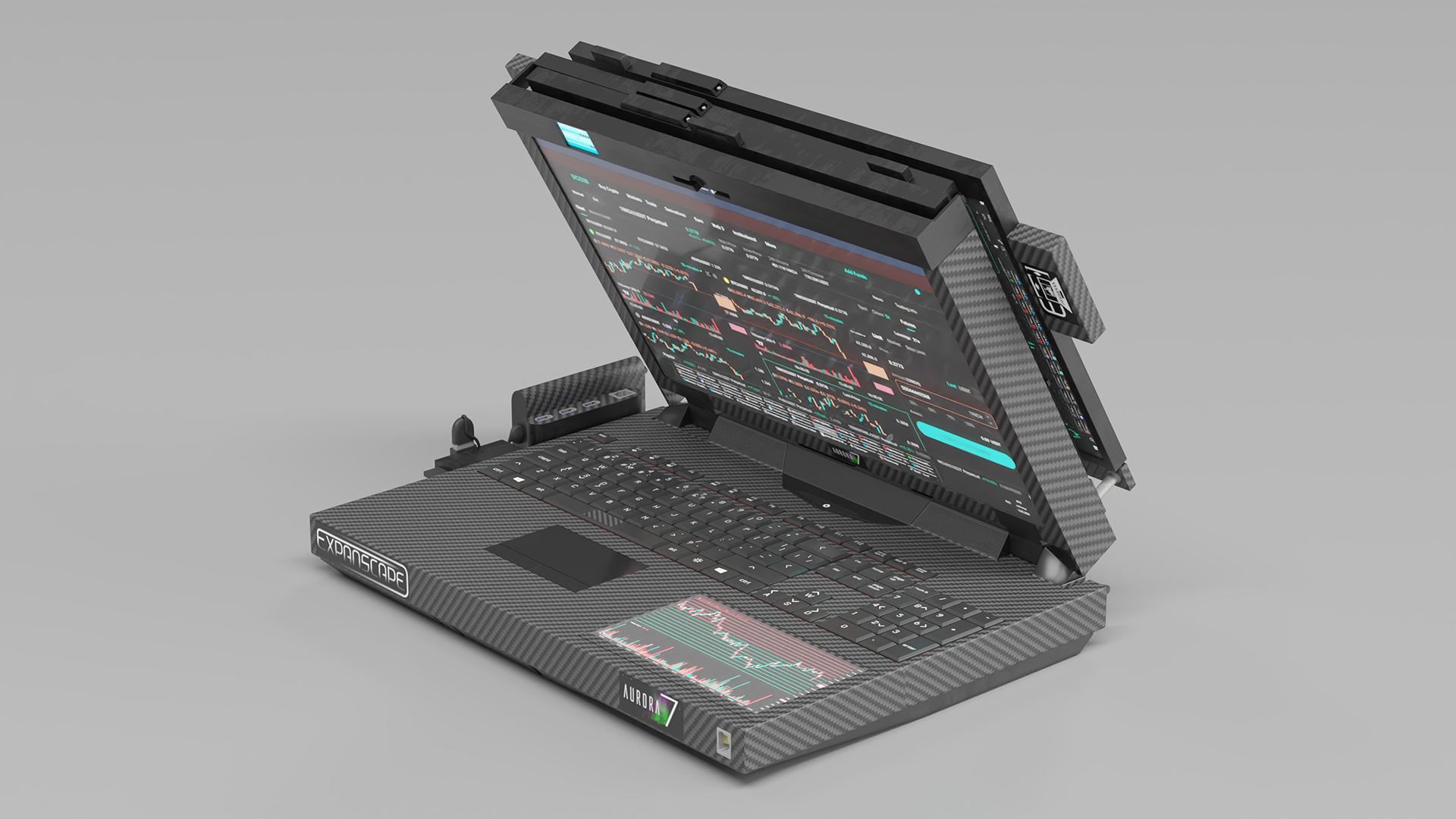 3D Laptop Expanscape Aurora with Miner Software Rigged