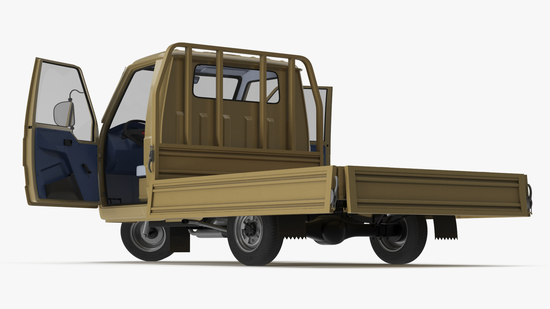 Three Wheel Cargo Tuk-Tuk with Open Body Rigged 3D