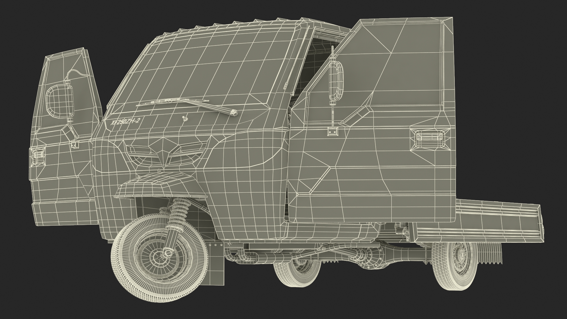 Three Wheel Cargo Tuk-Tuk with Open Body Rigged 3D