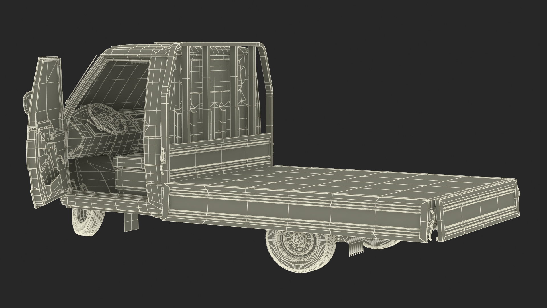 Three Wheel Cargo Tuk-Tuk with Open Body Rigged 3D