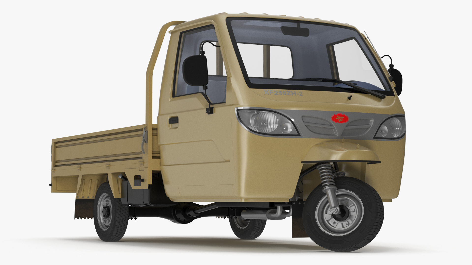 Three Wheel Cargo Tuk-Tuk with Open Body Rigged 3D