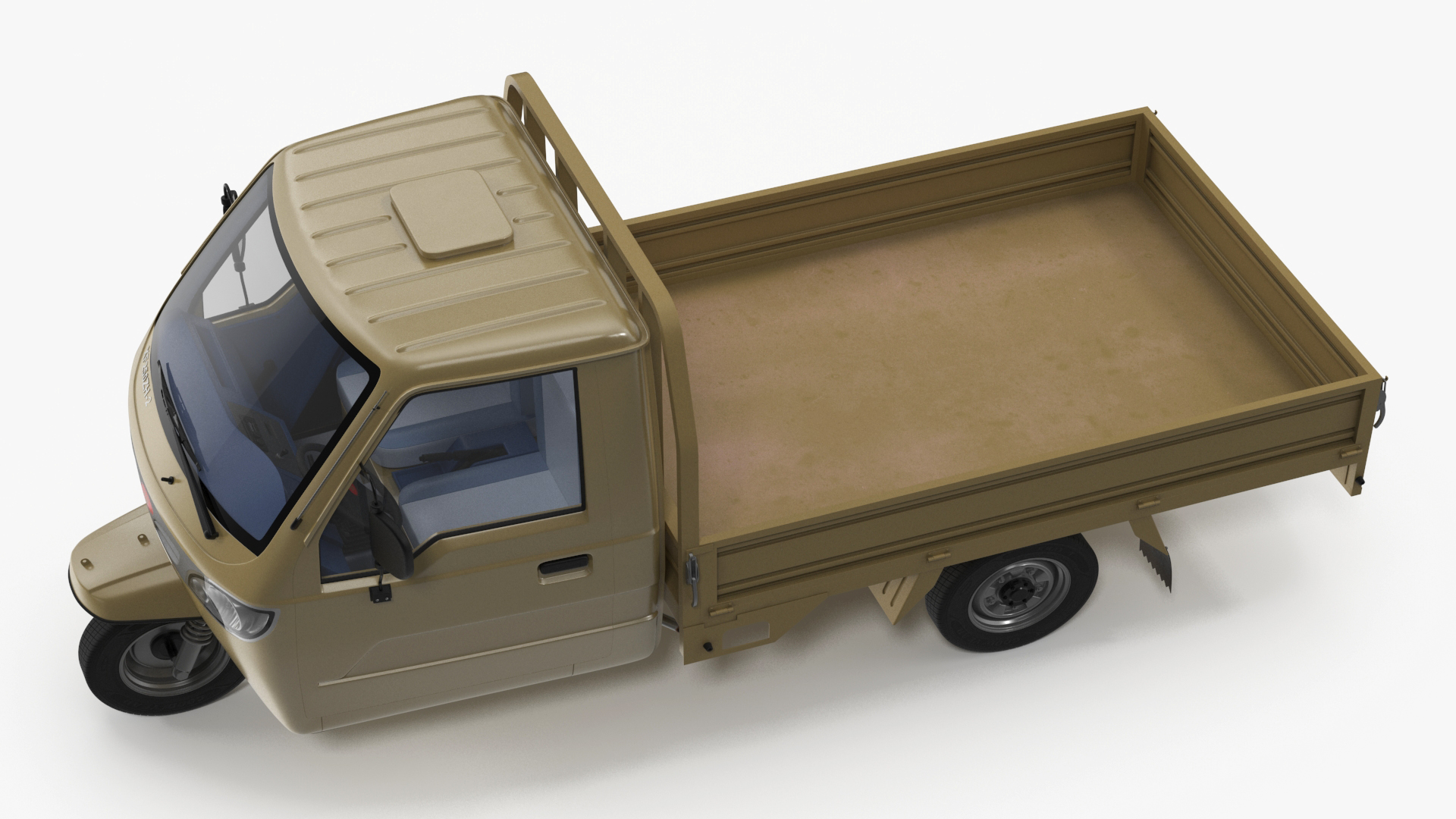 Three Wheel Cargo Tuk-Tuk with Open Body Rigged 3D