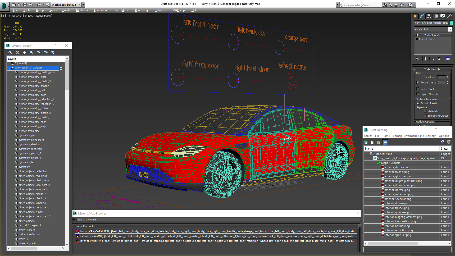 3D Sony Vision S Concept Rigged model