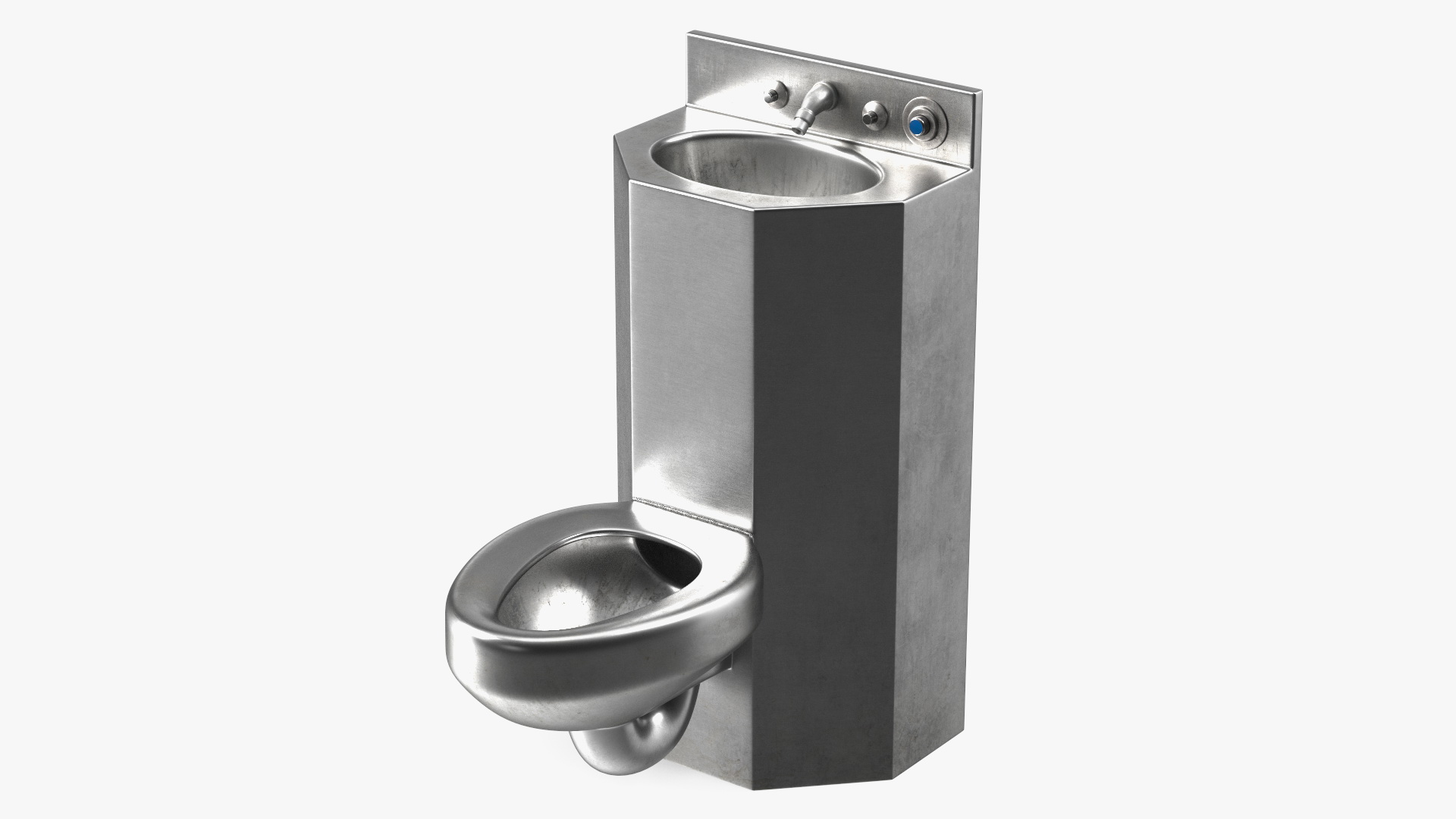 3D Dirty Stainless Steel Toilet model