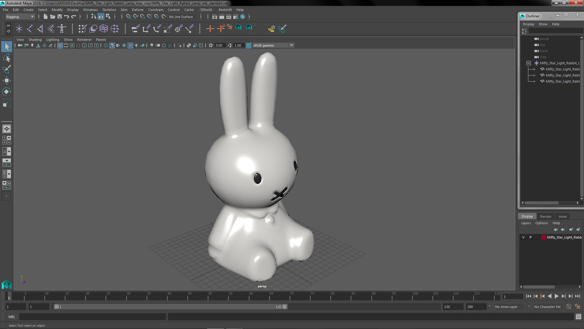 3D Miffy Star Light Rabbit Lamp model