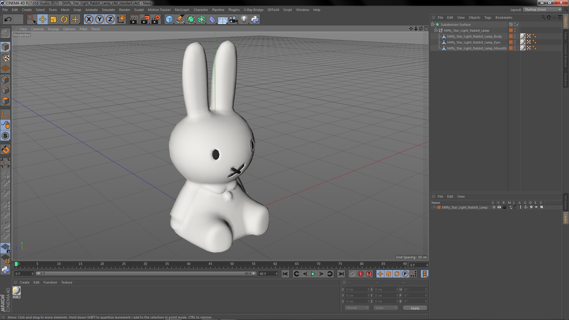 3D Miffy Star Light Rabbit Lamp model