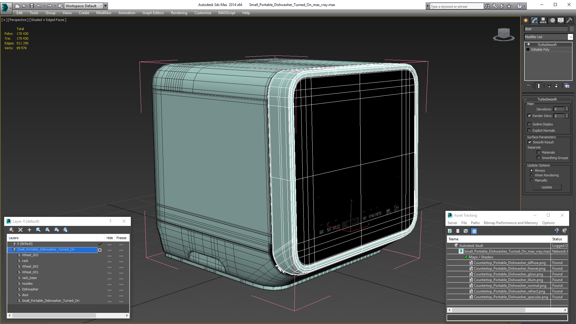 3D model Small Portable Dishwasher Turned On