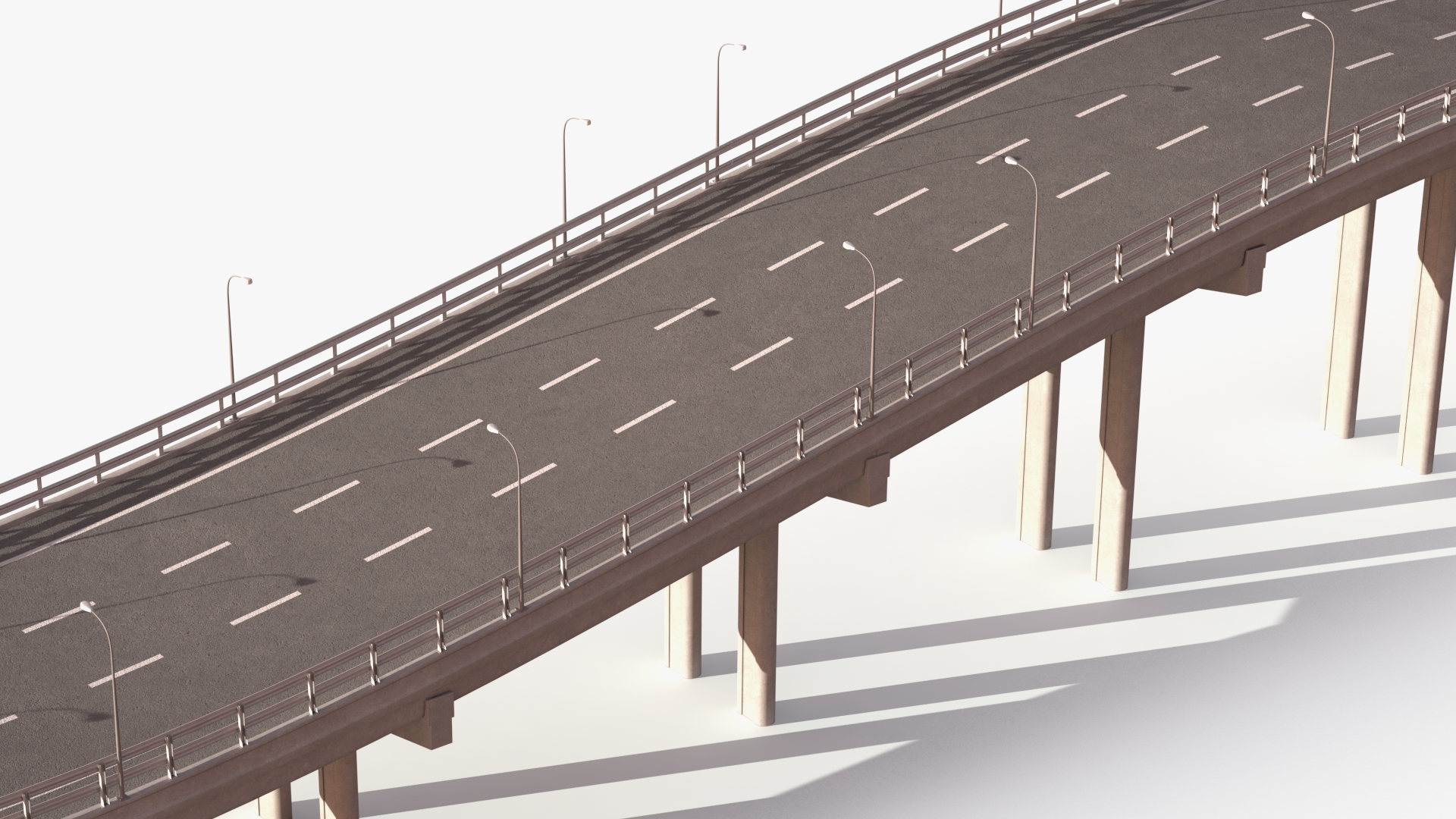 Connectable Highway Road Elements Overpass 2 to 3 Lane 3D model