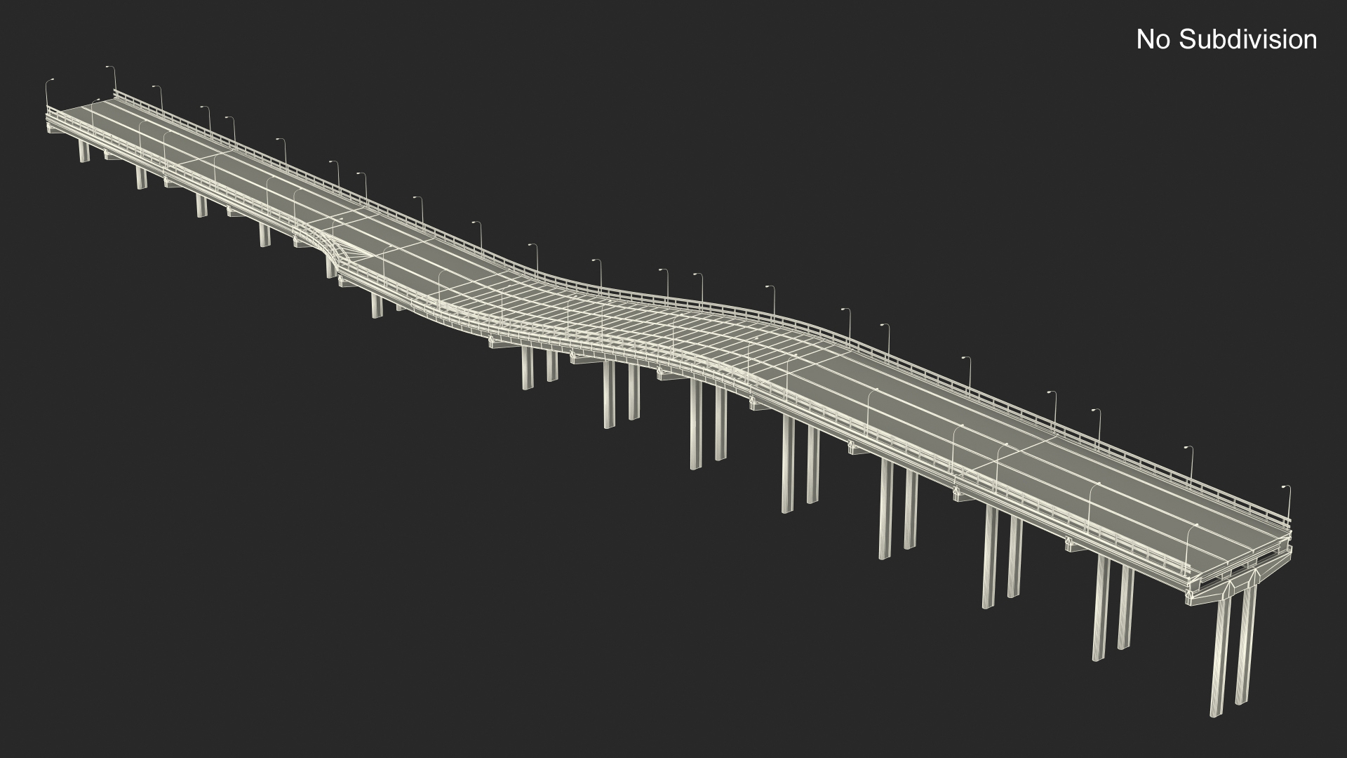 Connectable Highway Road Elements Overpass 2 to 3 Lane 3D model