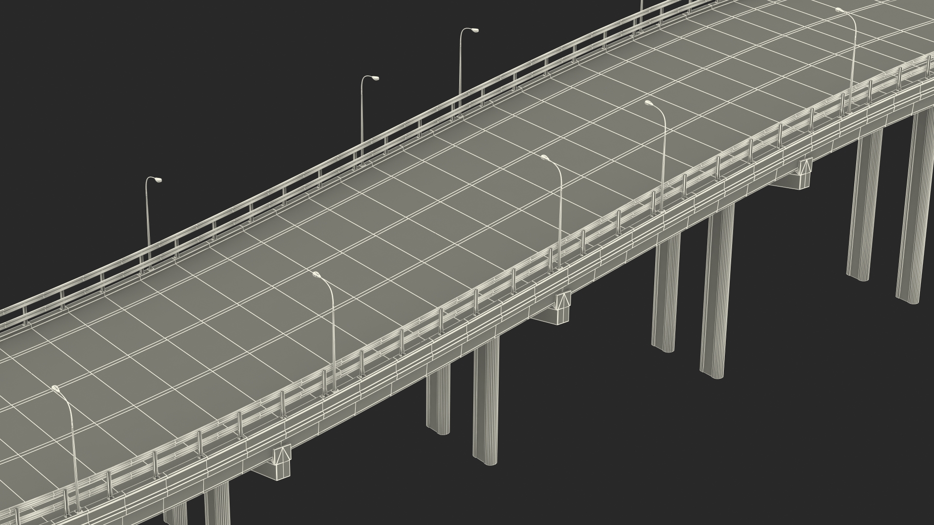 Connectable Highway Road Elements Overpass 2 to 3 Lane 3D model