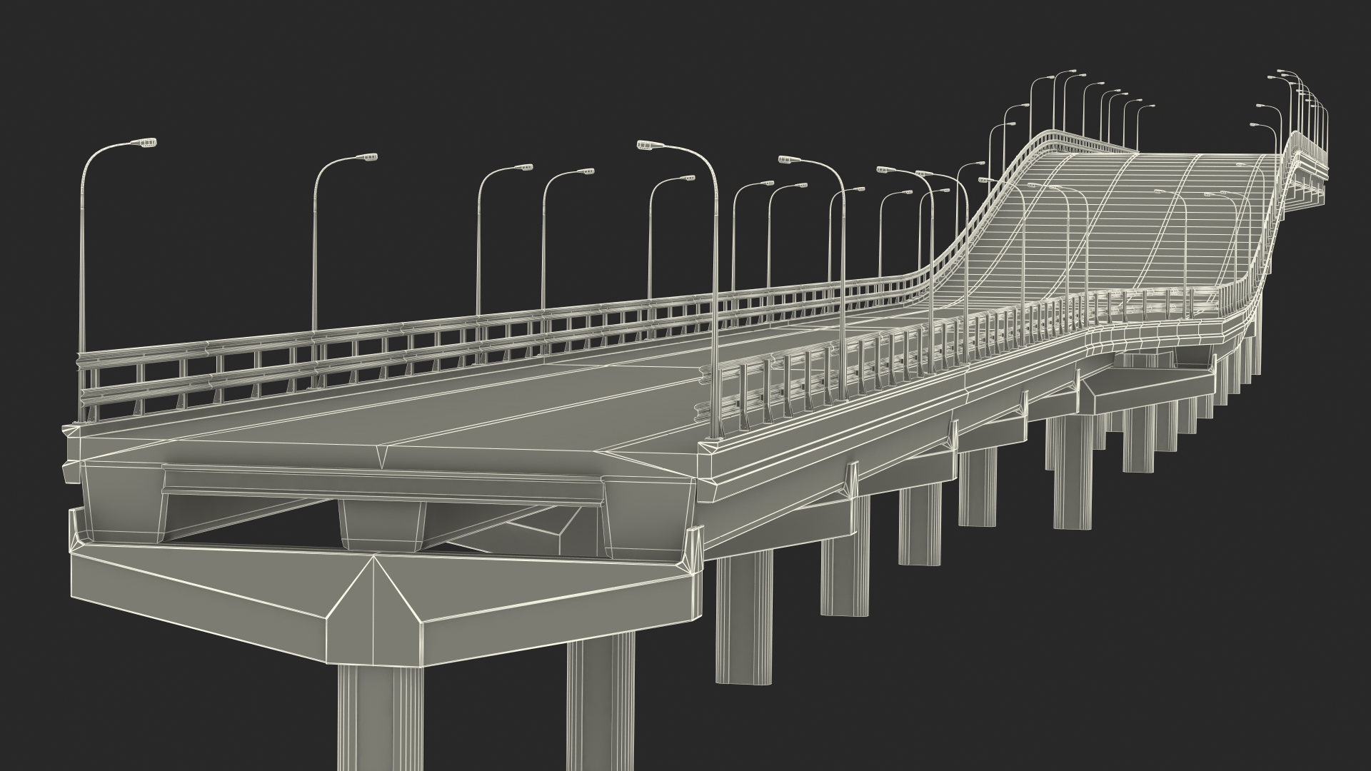 Connectable Highway Road Elements Overpass 2 to 3 Lane 3D model