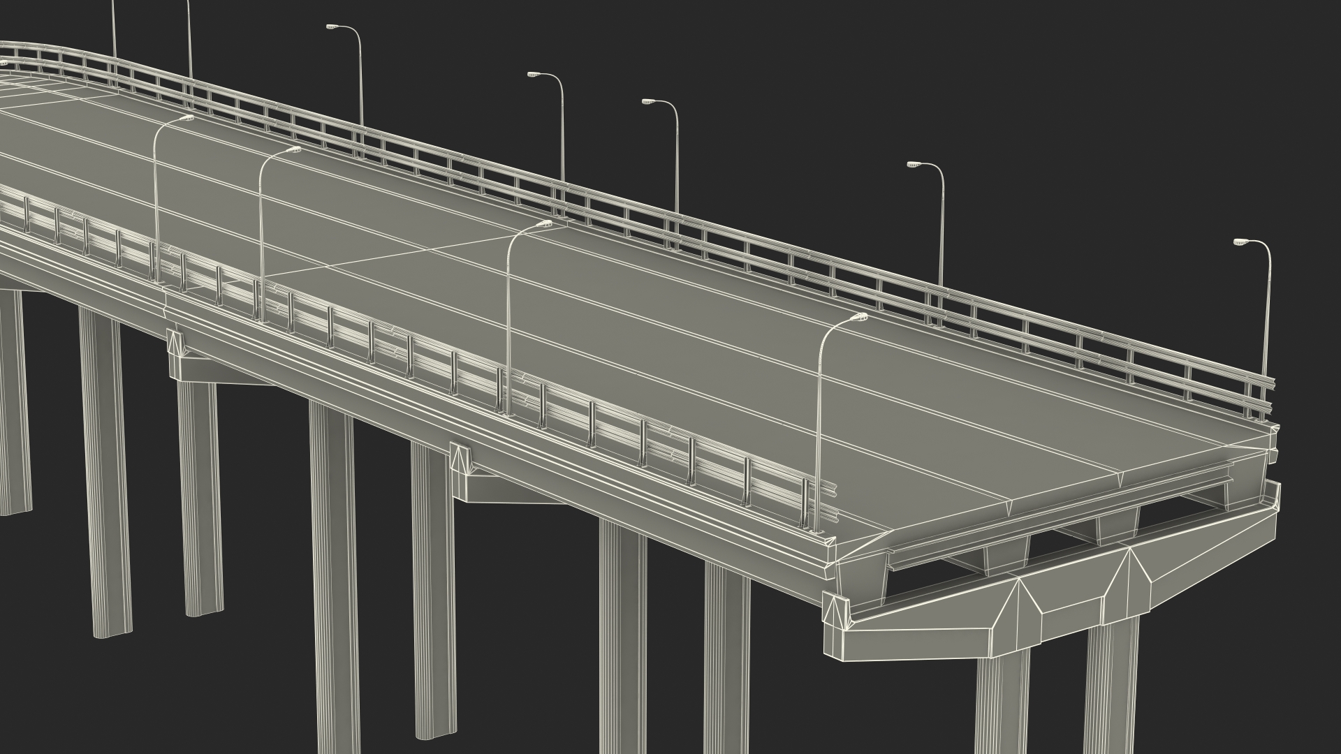 Connectable Highway Road Elements Overpass 2 to 3 Lane 3D model