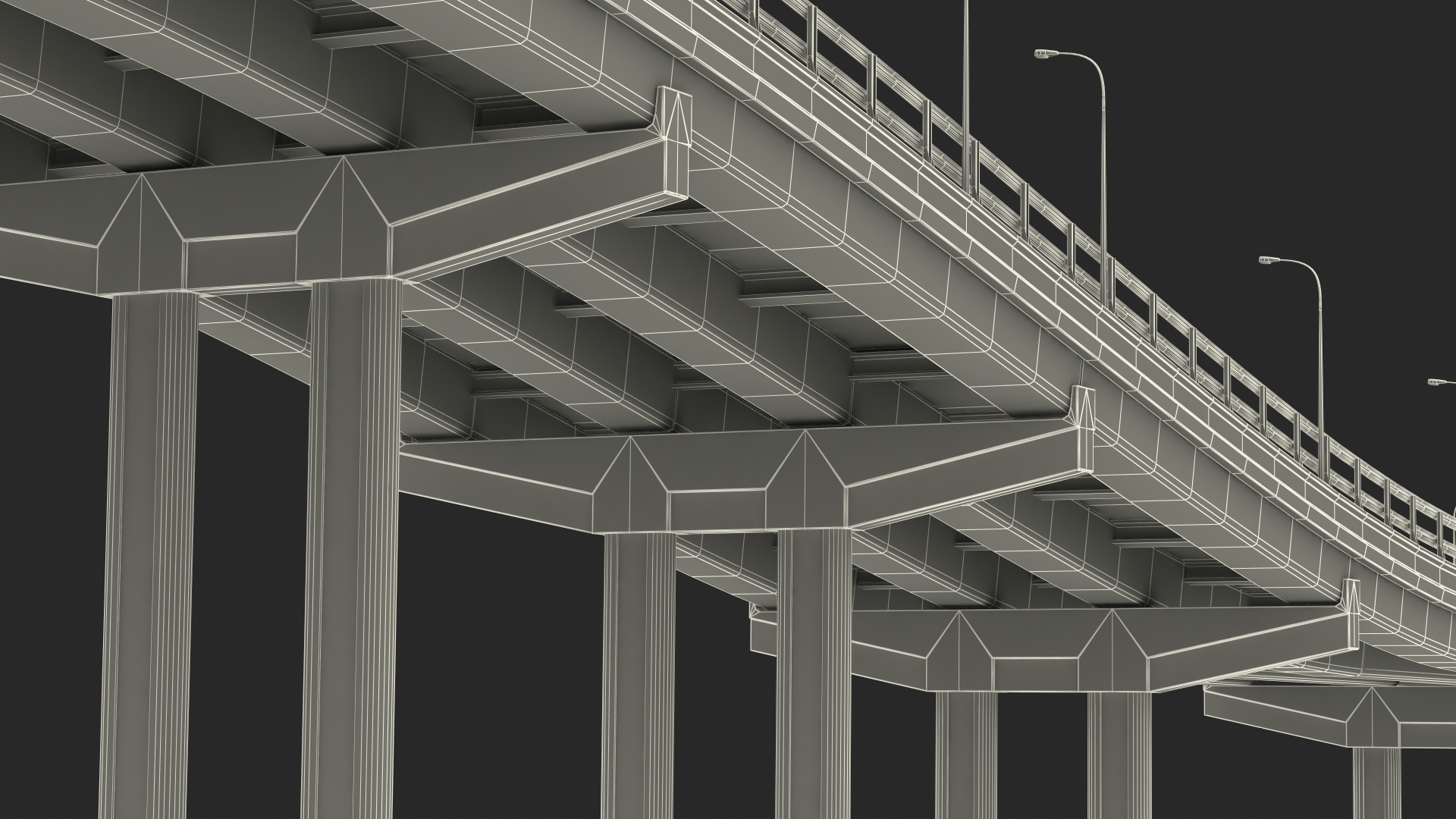 Connectable Highway Road Elements Overpass 2 to 3 Lane 3D model