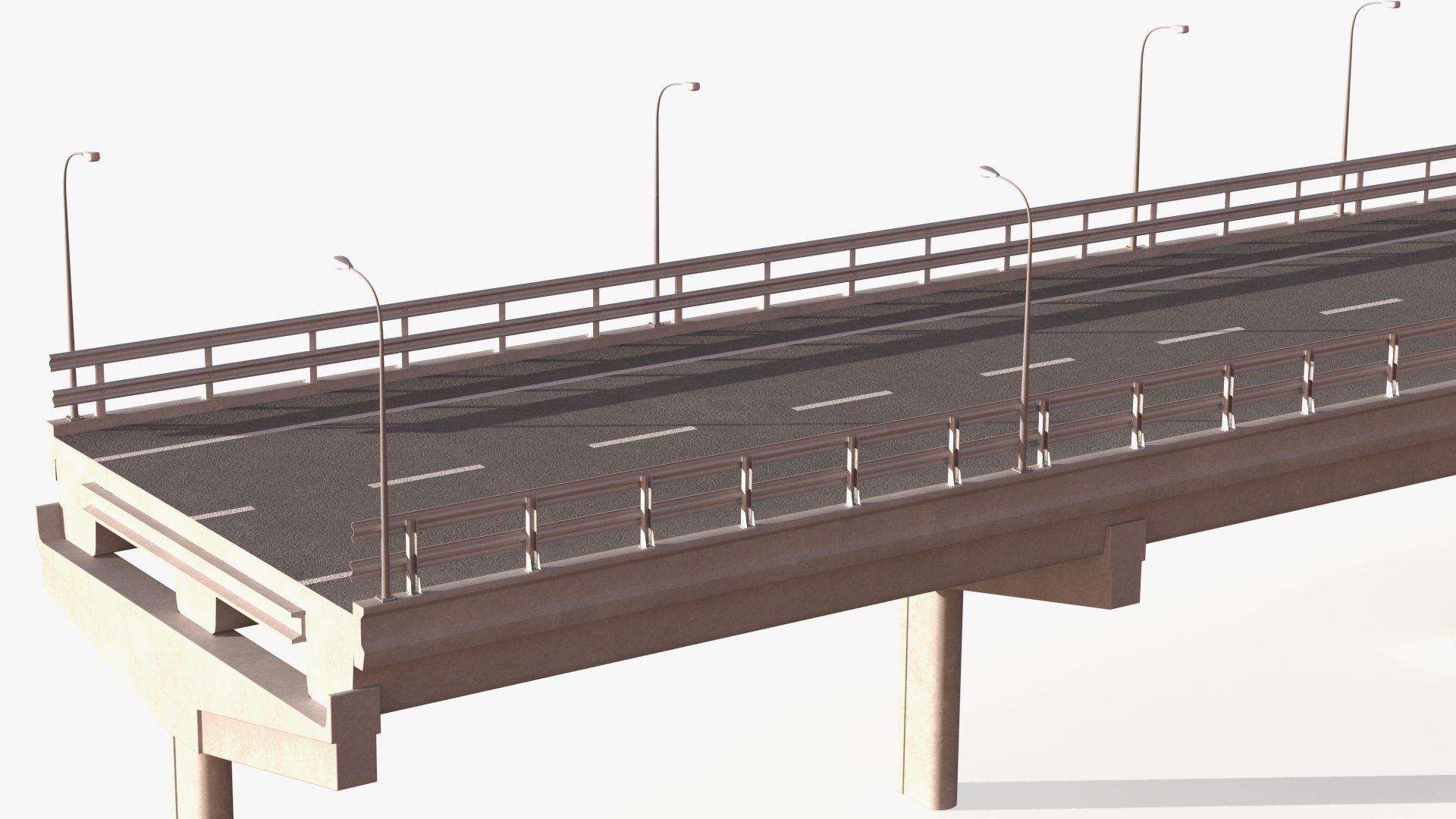 Connectable Highway Road Elements Overpass 2 to 3 Lane 3D model