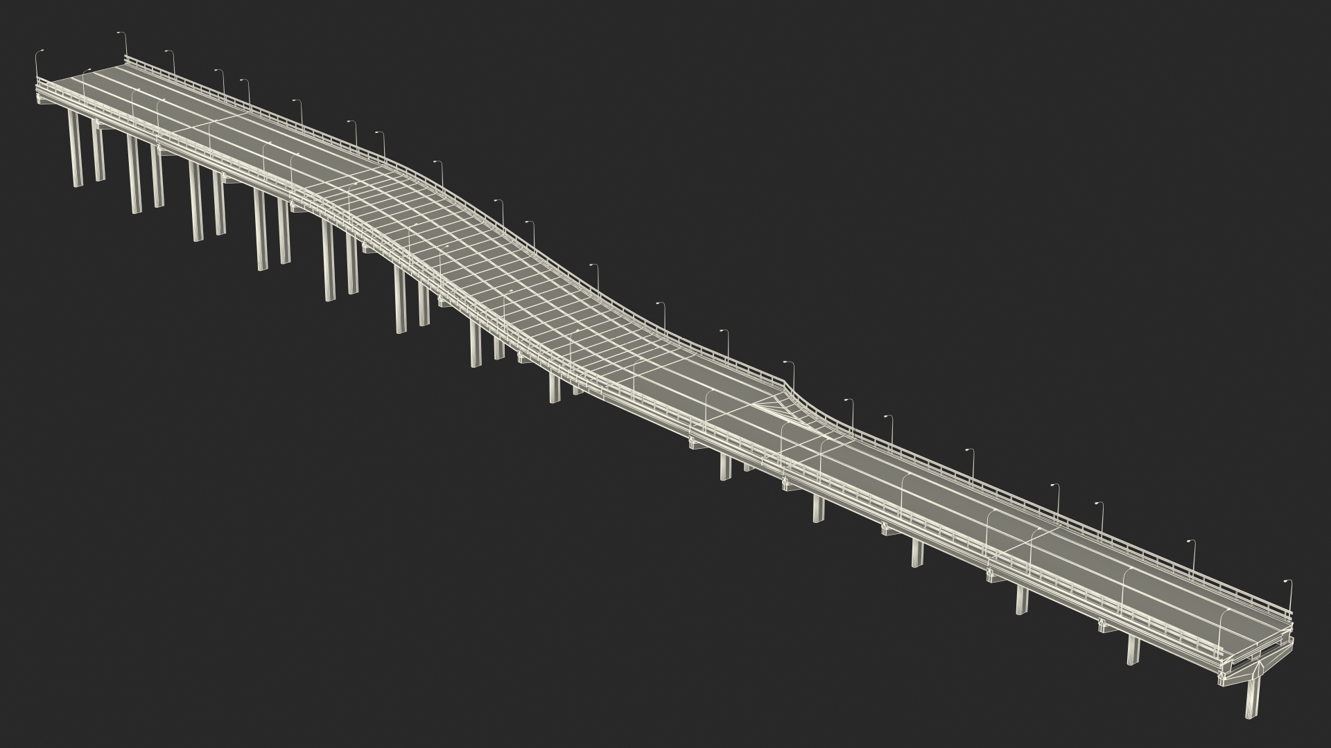 Connectable Highway Road Elements Overpass 2 to 3 Lane 3D model