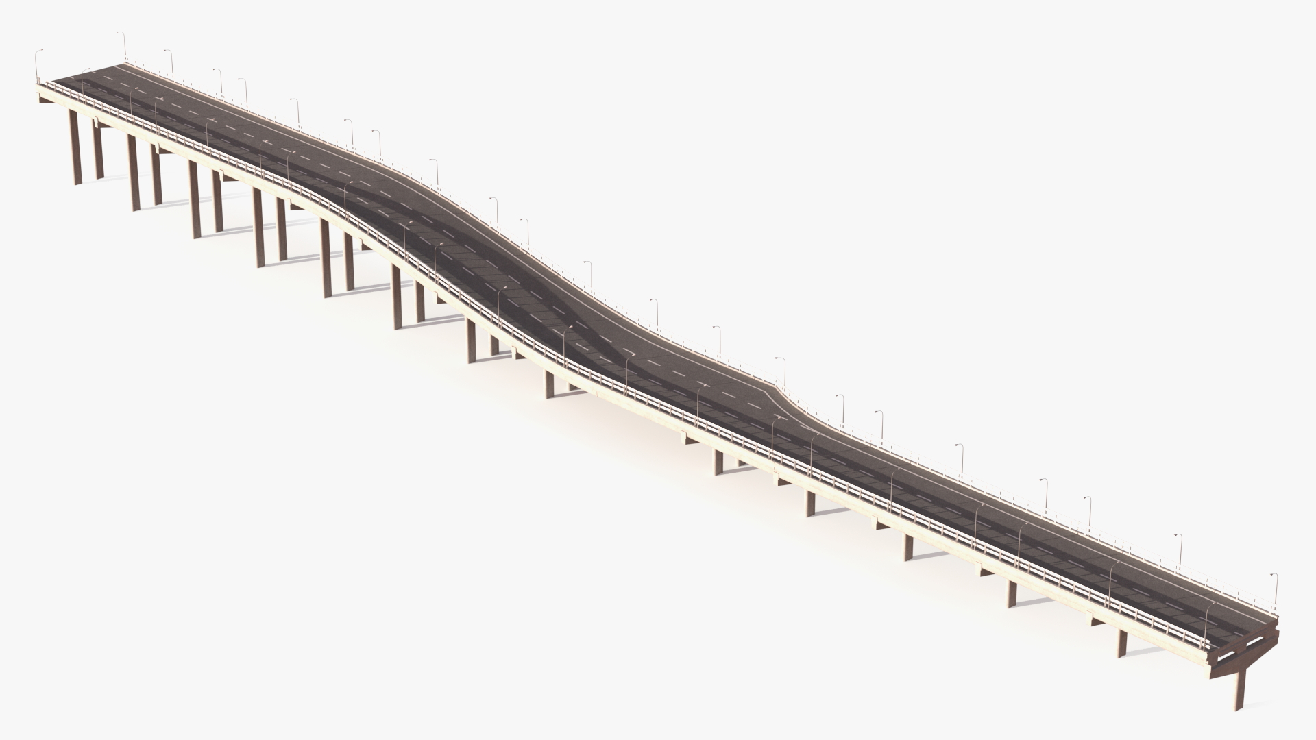 Connectable Highway Road Elements Overpass 2 to 3 Lane 3D model